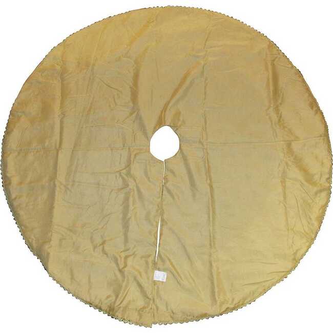 54-Inch Green and Gold Holly Leaves Embroidered Treeskirt - Tree Skirts - 3