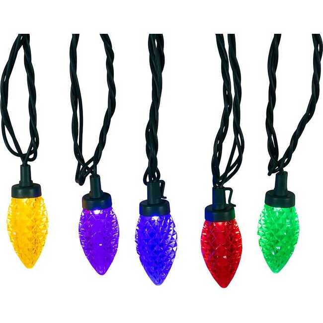 50-Foot UL 100-Light Multicolor LED Faceted C9 Green Wire String Lights - Other Accents - 4