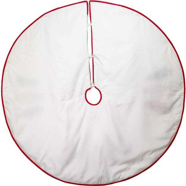 50-Inch Ivory, Green and Red Tree Embroidered Tree Skirt - Tree Skirts - 4
