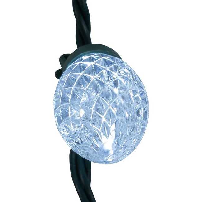 50-Foot UL 100-Light Cool White LED Faceted C9 Green Wire String Lights - Other Accents - 5