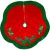 48-Inch Velvet Red with Green Leaves Applique Tree skirt - Tree Skirts - 2