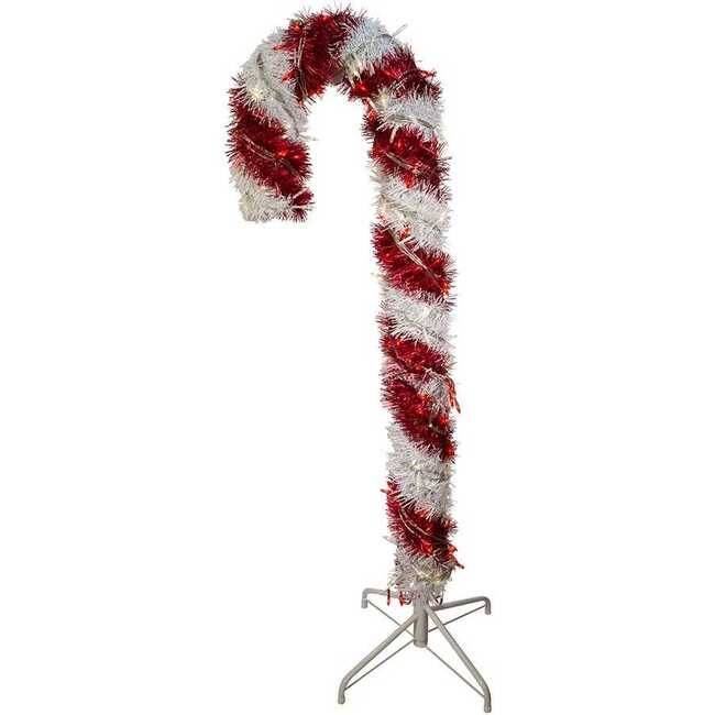 4-Foot Pre-Lit Red and White LED Tinsel Candy Cane - Other Accents - 3