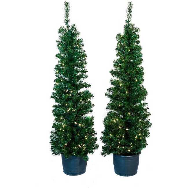 5-Foot Pre-Lit Potted Tree Set (Set of 2 Trees) - Other Accents - 2