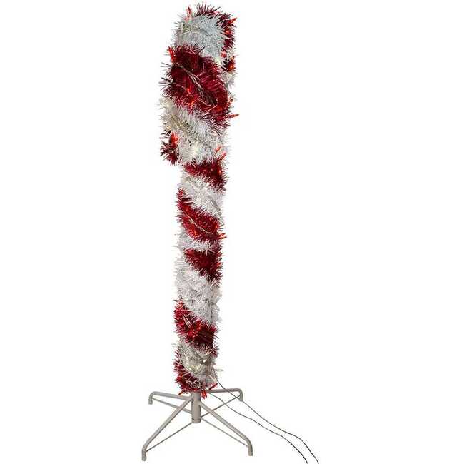 4-Foot Pre-Lit Red and White LED Tinsel Candy Cane - Other Accents - 4