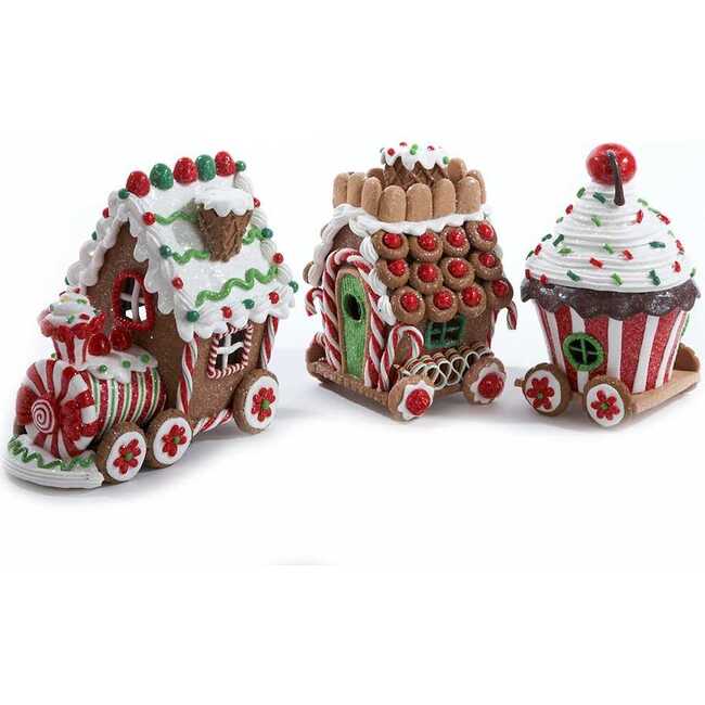 4.3-Inch Claydough 3D LED Gingerbread Train Set of 3 Pieces