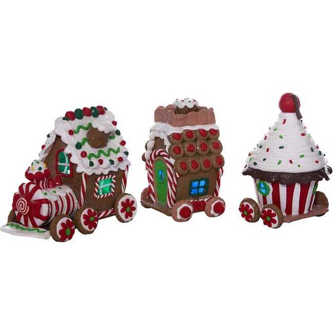 4.3-Inch Claydough 3D LED Gingerbread Train Set of 3 Pieces - Other Accents - 2