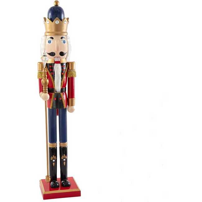 36-Inch Wooden Red and Blue King Nutcracker