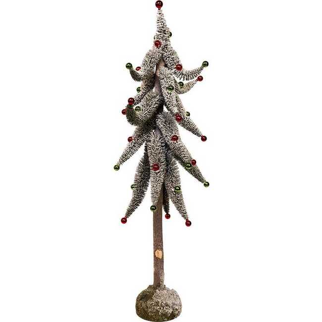36-Inch Snowy Curly Green Tree with Mini Bells - Other Accents - 2