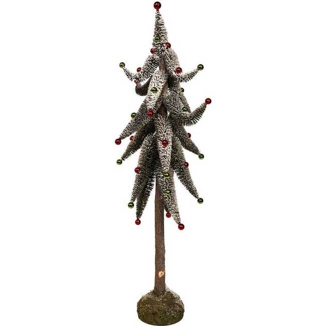 36-Inch Snowy Curly Green Tree with Mini Bells - Other Accents - 3
