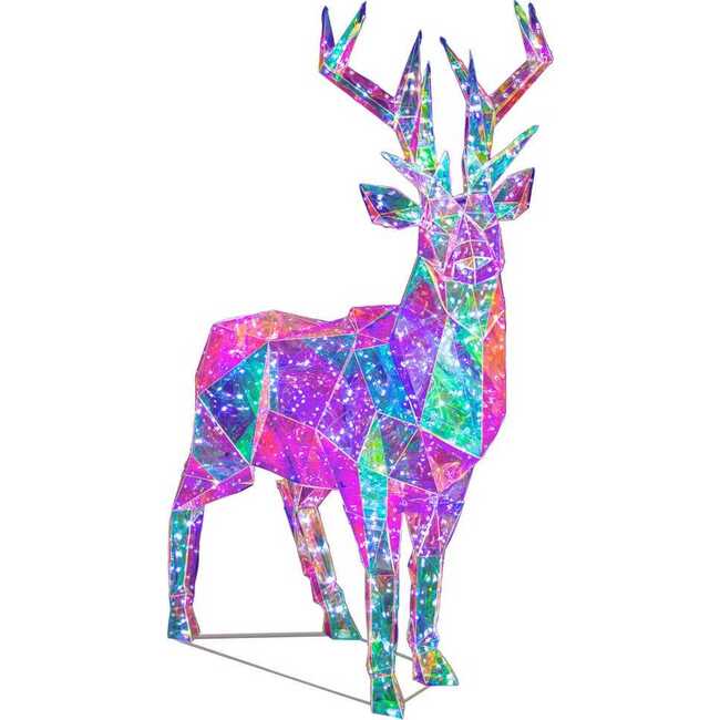 35.4-Inch Pre-Lit 500 Cool White LED Multifunction Holographic Reindeer