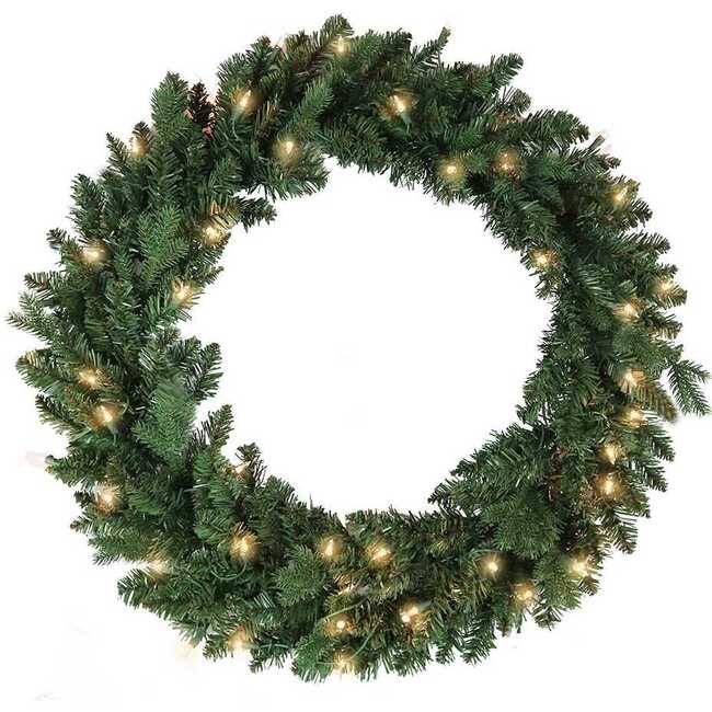 30-Inch Pre-Lit Clear Jackson Pine Wreath
