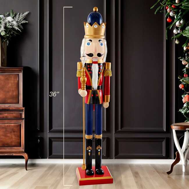 36-Inch Wooden Red and Blue King Nutcracker - Nutcrackers - 3