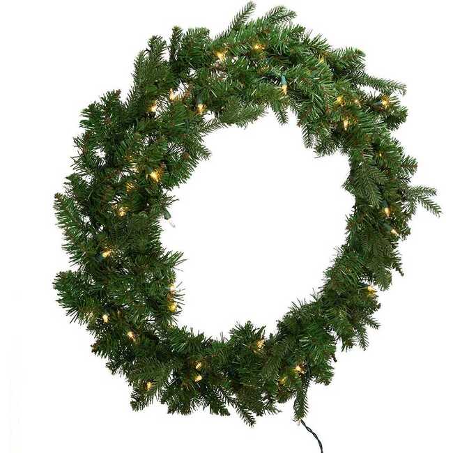 30-Inch Pre-Lit Clear Jackson Pine Wreath - Wreaths - 2