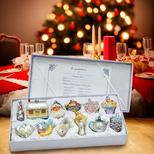 3-4.375-Inch Noble Gems Newlywed's Glass Tree Box, Set of 12 - Ornaments - 6