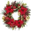 24-Inch Unlit Gold and Red Poinsettia Wreath - Wreaths - 1 - thumbnail