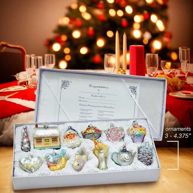 3-4.375-Inch Noble Gems Newlywed's Glass Tree Box, Set of 12 - Ornaments - 7