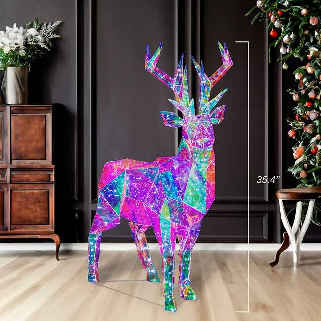 35.4-Inch Pre-Lit 500 Cool White LED Multifunction Holographic Reindeer - Other Accents - 4