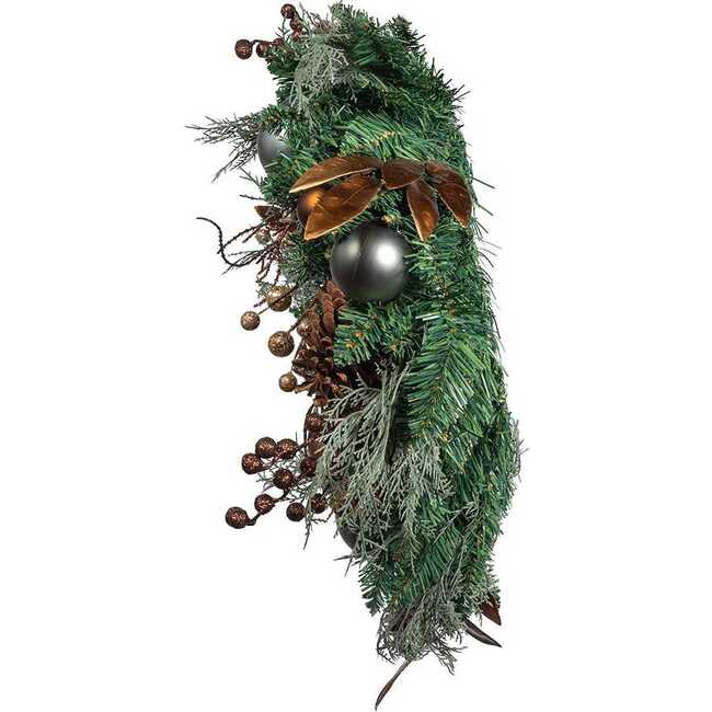 24-Inch Unlit Copper and Silver Balls Green Wreath - Wreaths - 3
