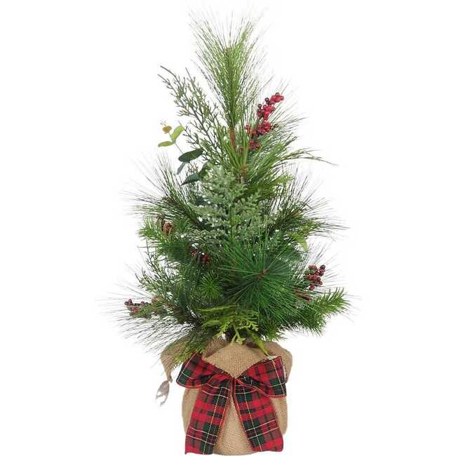 24-Inch Berries and Plaid Ribbon Green Tree