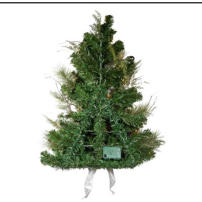 26-Inch Pre-Lit Snowy Silver Wall Tree - Other Accents - 3