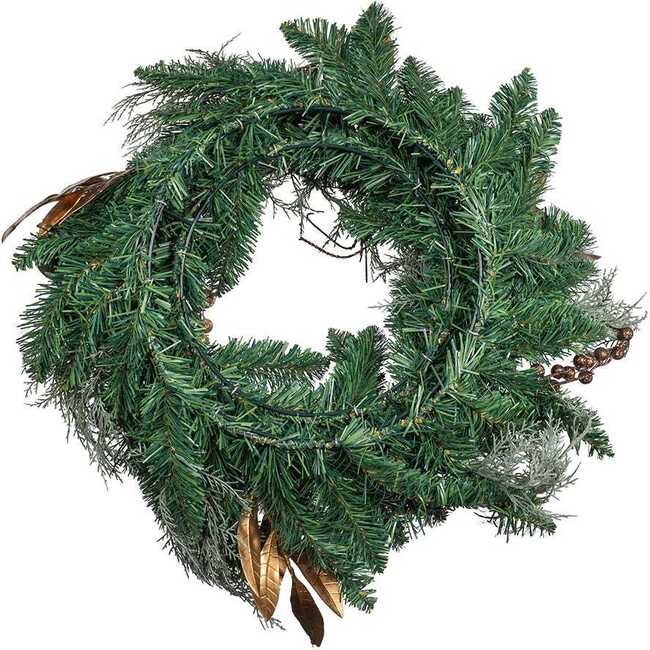24-Inch Unlit Copper and Silver Balls Green Wreath - Wreaths - 4