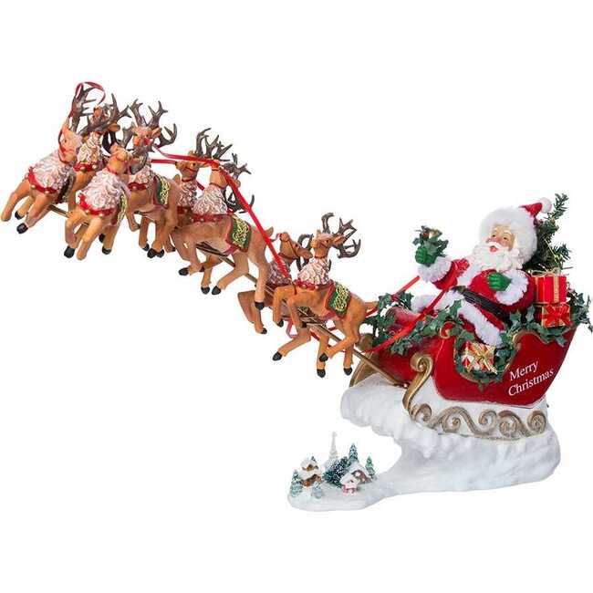24-Inch Fabriché Musical Santa with Eight Reindeer, 2-Piece Set - Other Accents - 2