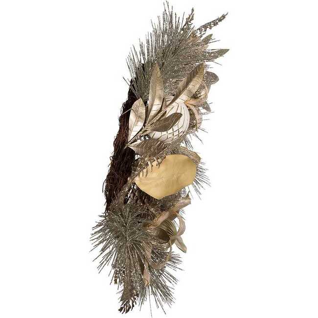 24-Inch Silver and Gold Champagne Rattan Wreath - Wreaths - 3