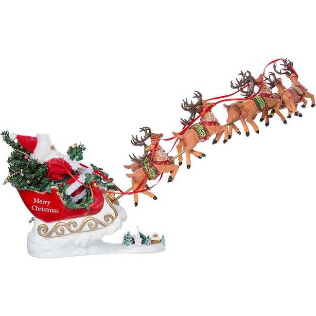 24-Inch Fabriché Musical Santa with Eight Reindeer, 2-Piece Set - Other Accents - 3
