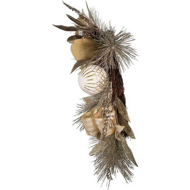 24-Inch Silver and Gold Champagne Rattan Wreath - Wreaths - 4