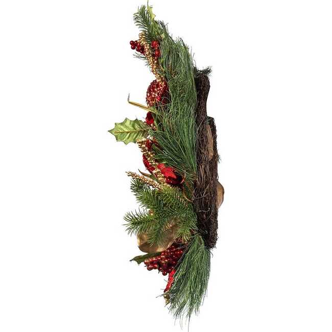 24-Inch Unlit Gold and Red Poinsettia Wreath - Wreaths - 5