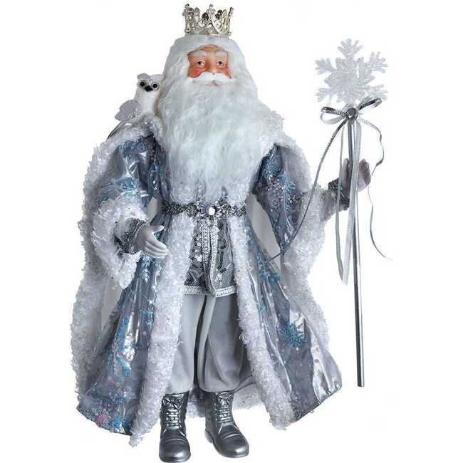 21-Inch Silver, White and Lavender Blue Standing Santa