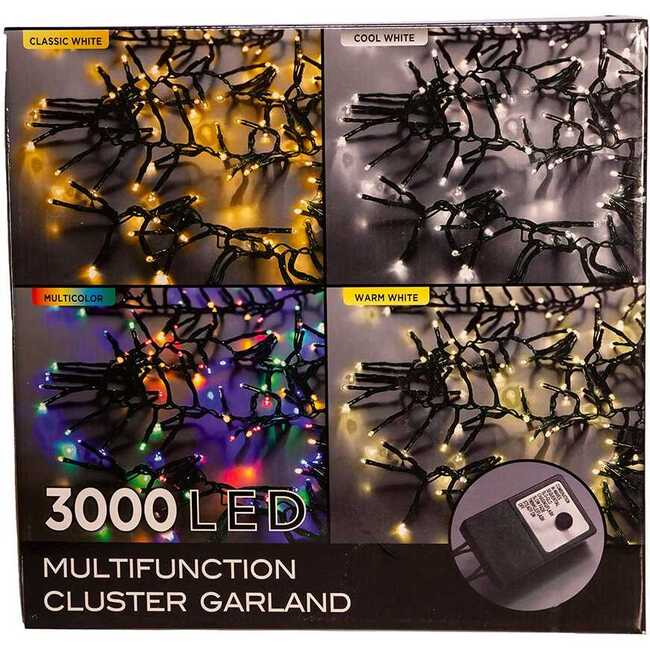 3000-Light 98-Foot Cluster Garland with Classic White LED Lights - Other Accents - 7