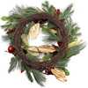 24-Inch Unlit Gold and Red Poinsettia Wreath - Wreaths - 6
