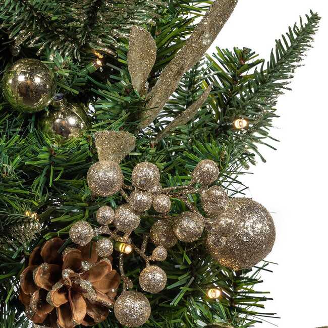 22-Inch Battery-Operated Prelit Decorated Wall Tree with Champagne Bow - Other Accents - 2