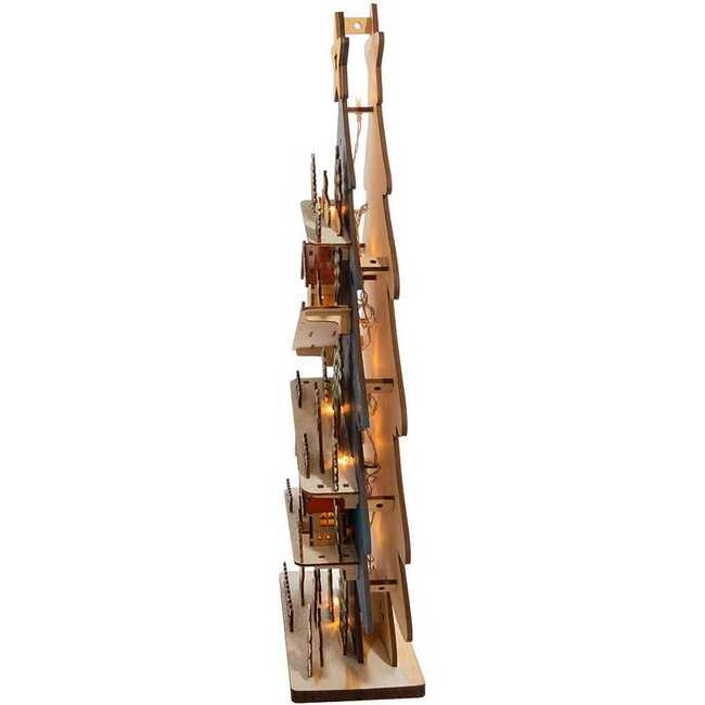23.6-Inch Battery-Operated Light Up Wooden Christmas Tree with Village Scene - Other Accents - 5