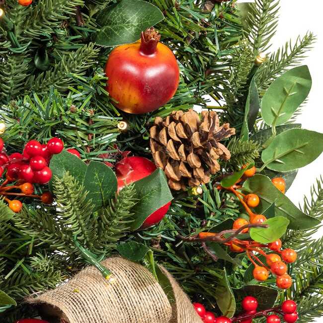 22-Inch Battery-Operated Prelit Decorated Wall Tree with Berries and Pomegranate - Other Accents - 2