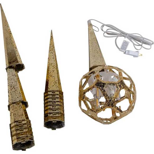 24-Inch 4-Light Warm White LED Gold Crackle Moravian Star Tree Topper - Other Accents - 5