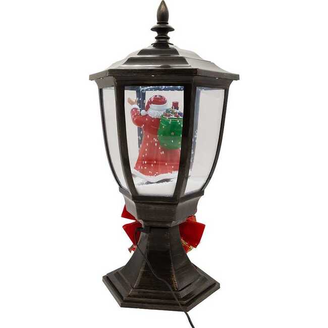 21-Inch Illuminated Santa Lamp Post With Snow Accent - Other Accents - 3
