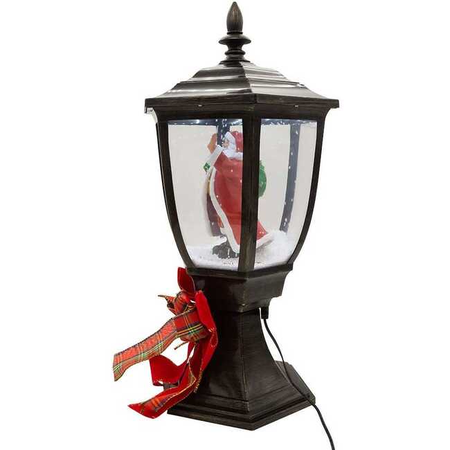 21-Inch Illuminated Santa Lamp Post With Snow Accent - Other Accents - 4