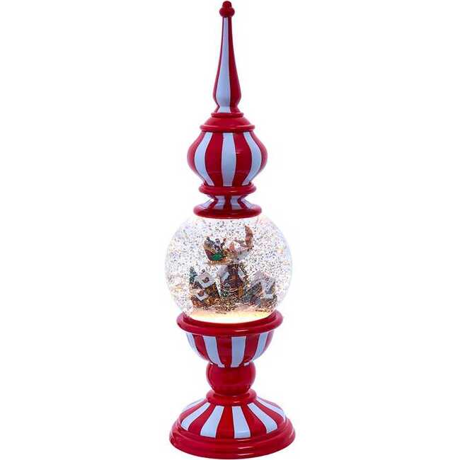 16-Inch Battery Operated Lighted Tower with Santa Scene Village