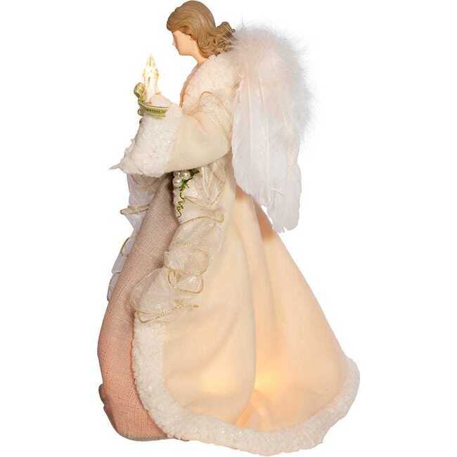 16-Inch UL 10-Light Ivory and Gray Angel Tree Topper - Other Accents - 5
