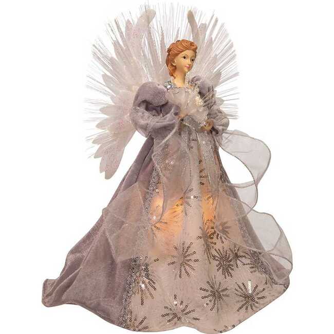 16-Inch Fiber Optic White, Silver, and Gray Angel Tree Topper - Other Accents - 2