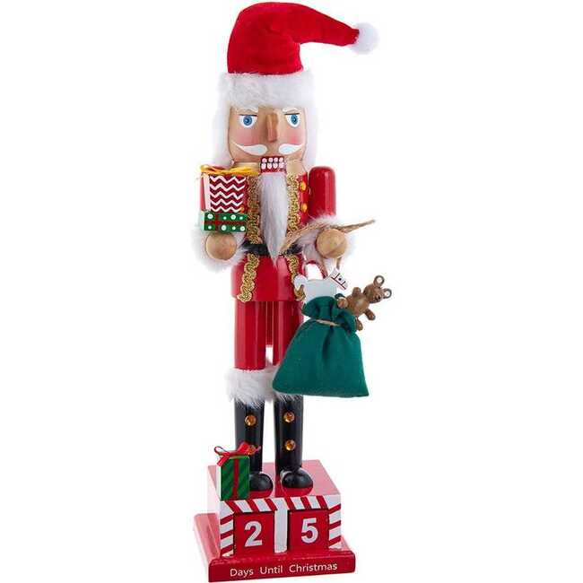 Wooden 15-Inch Santa Calendar Nutcracker