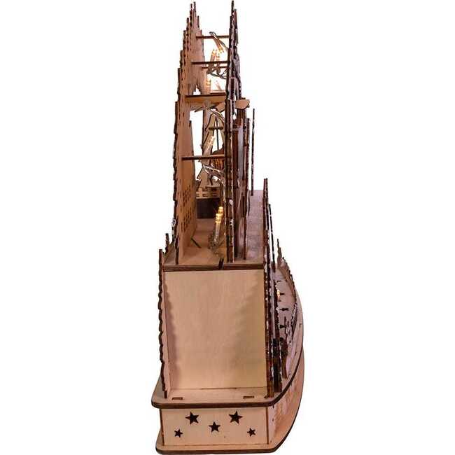 16-Inch Battery-Operated Light-Up Wooden Village with Motion - Other Accents - 4