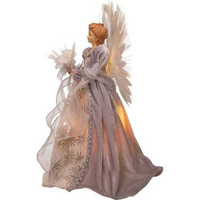 16-Inch Fiber Optic White, Silver, and Gray Angel Tree Topper - Other Accents - 5