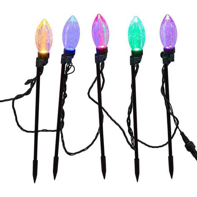 UL 20-Light Warm Dual Color LED Jumbo C9 Bulb Yard Stakes, 10-Piece Set - Other Accents - 4