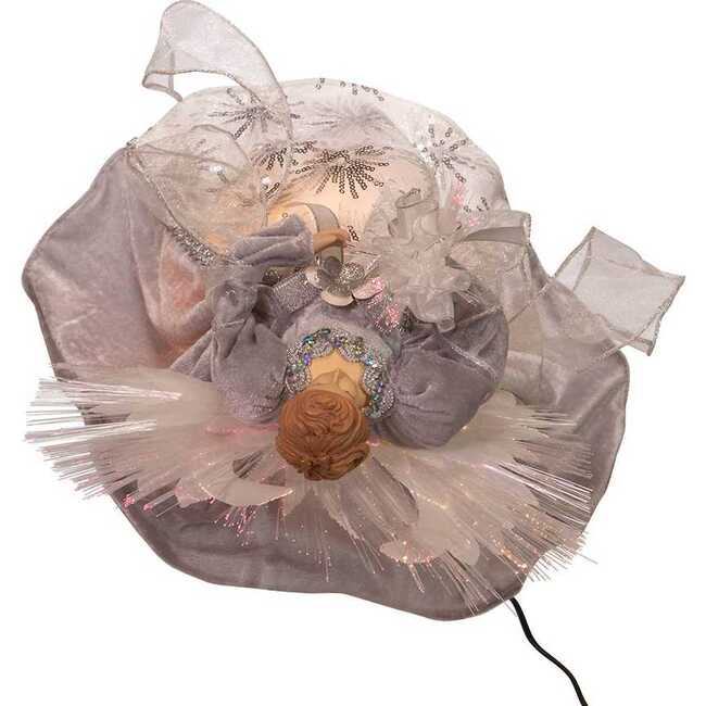16-Inch Fiber Optic White, Silver, and Gray Angel Tree Topper - Other Accents - 6