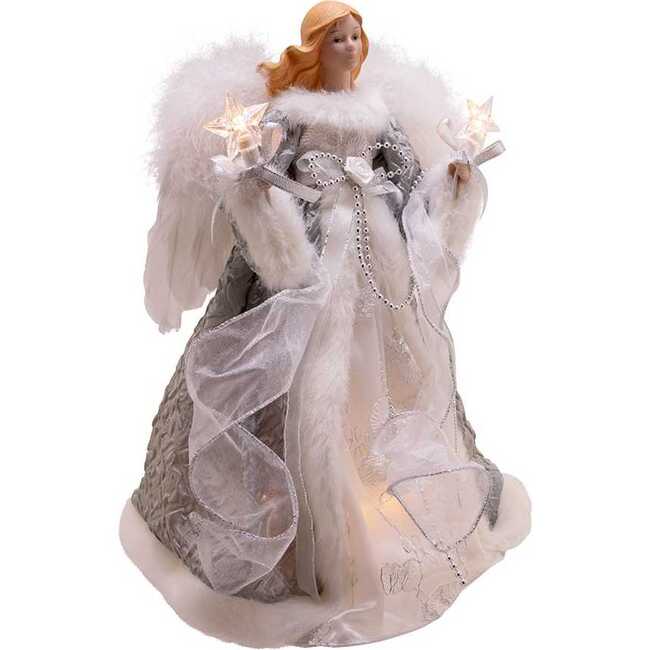 UL 10-Light 14-Inch Silver and Gray Angel Treetop - Other Accents - 2
