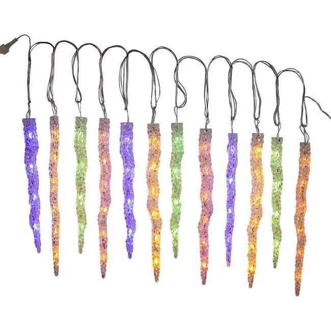 UL 60-Light Dual Color Multicolor/Warm White LED 12-Piece Icicle String Light Set - Other Accents - 5