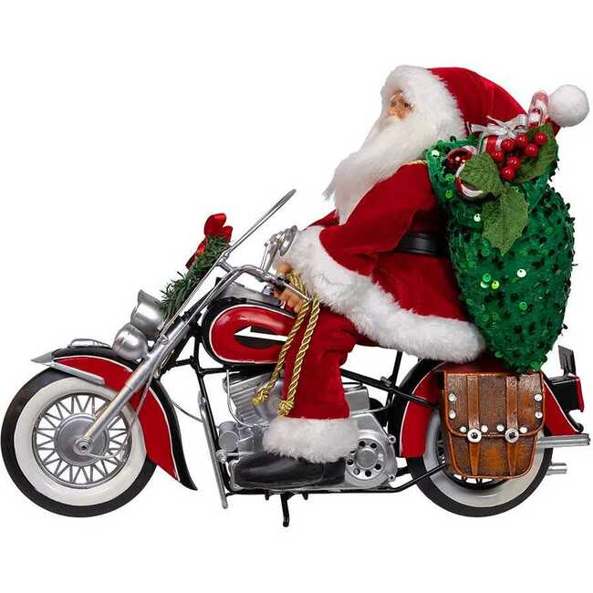 whimsical 14-Inch Kringles Motorcycle Santa with Giftbag - Other Accents - 7